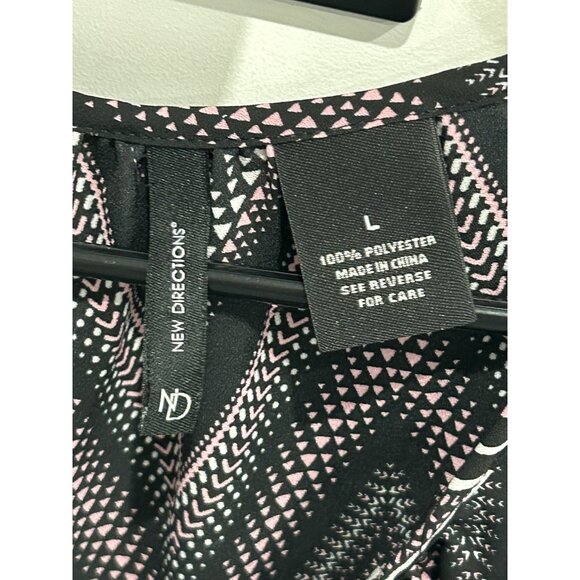 New Directions Black Pink Chevron Sleeveless Asymmetrical Hem Tank Top Sz Large - Picture 5 of 9